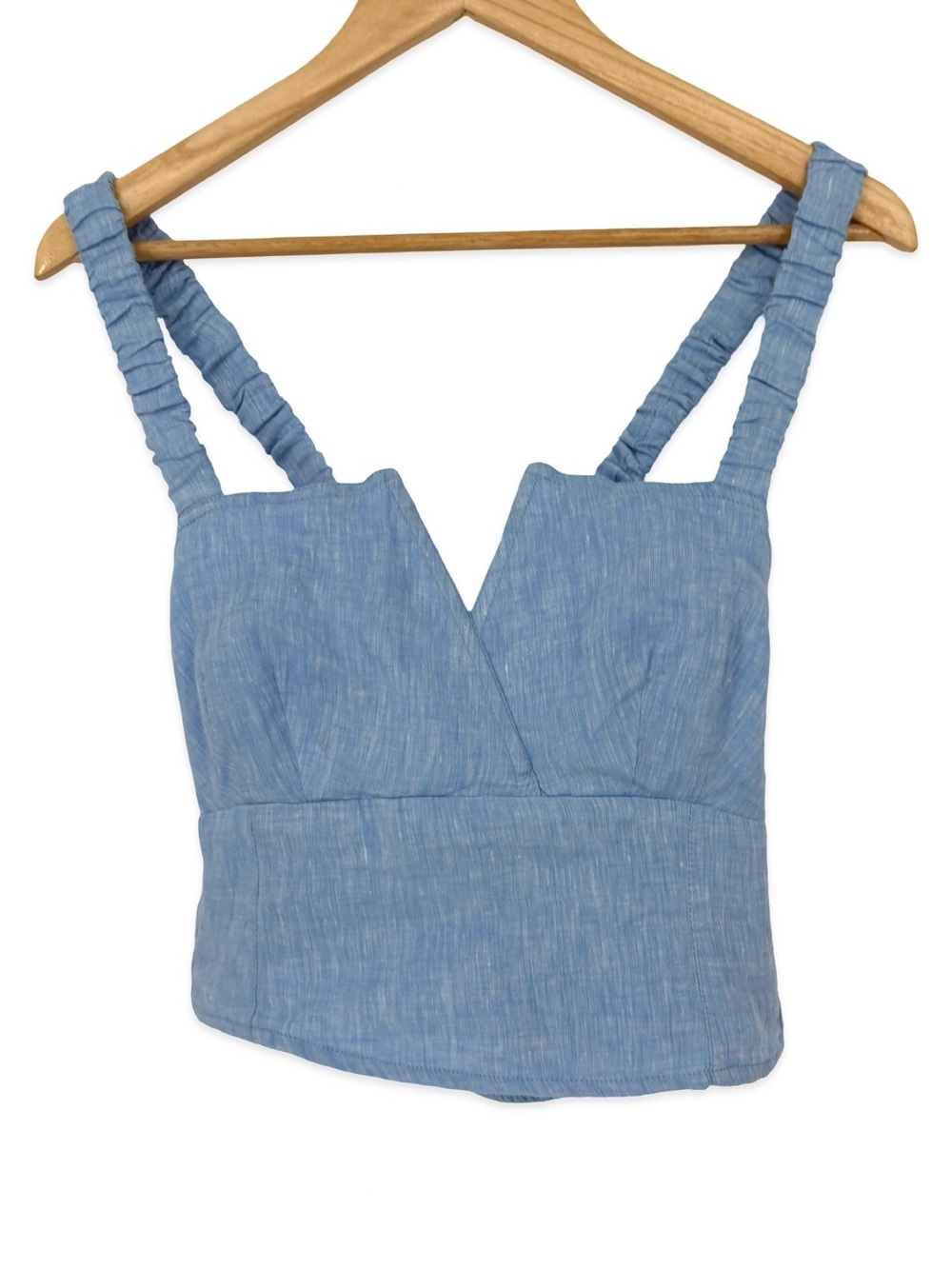 By Anthropologie Linen Corset Tank Top Size Small Light Blue NWT Coastal